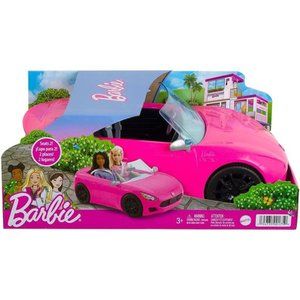 Barbie Toy Car, NEW Pink 2-Seater Convertible Seatbelts and Rolling Wheels